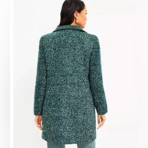 Loft funnel neck zipper green boucle coat size XLP